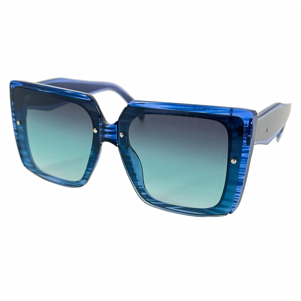 Oversized Blue Square Sunglasses Gradient Lens Y2K Retro Mod Coastal Statement